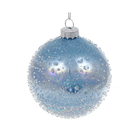 Новорічна куля на ялинку з бісером голуба